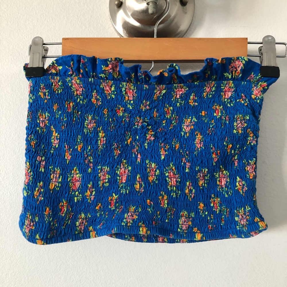 Smocked Floral Tube Top Sz S